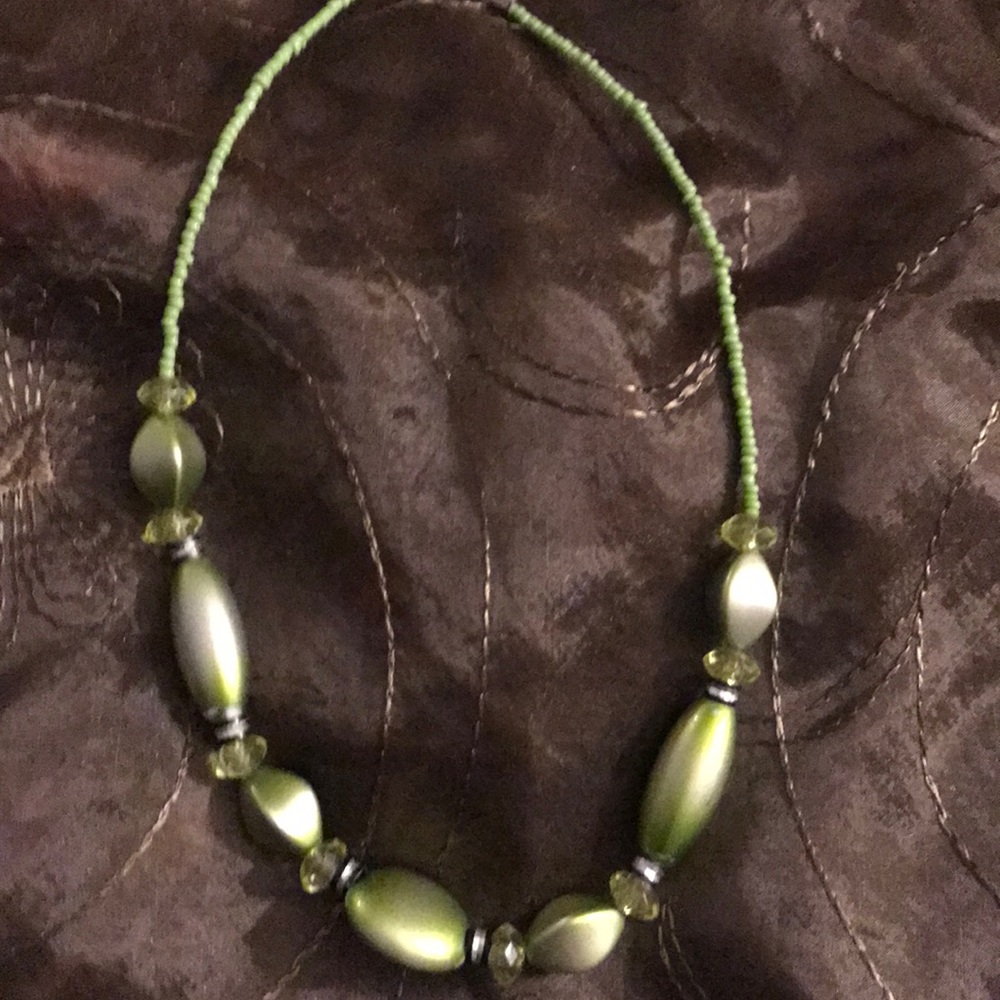 Green necklace with Crystal Beads